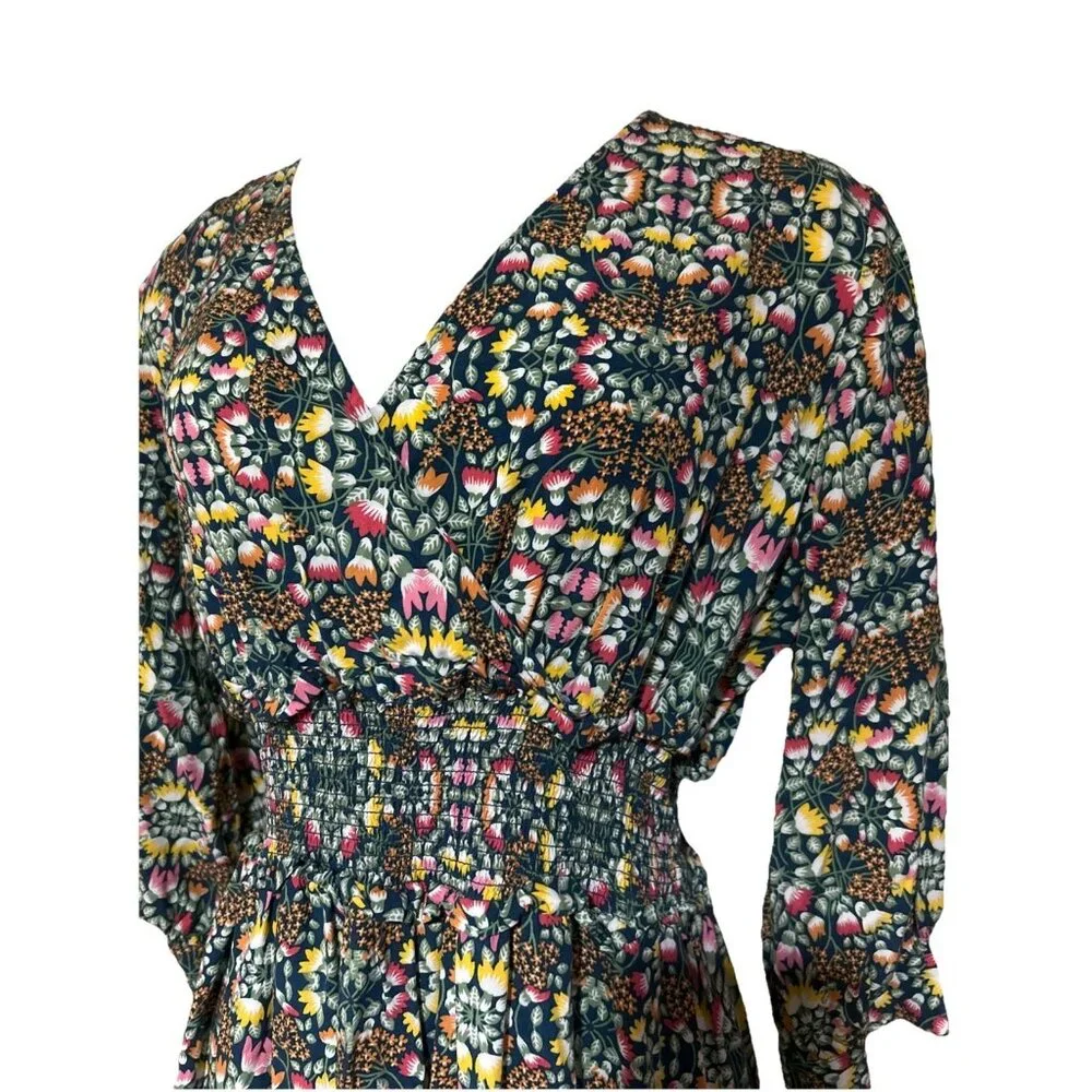 EVIE Green Floral Midi Dress Women’s size M Boho Festival Cottagecore - Picture 4 of 14